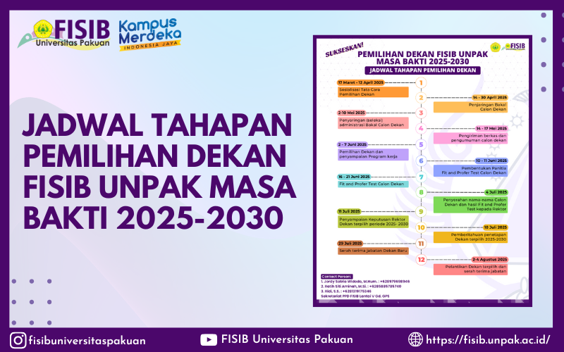 Jadwal Tahapan Pemilihan Dekan FISIB UNPAK Masa Bakti 2025-2030